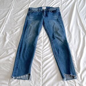 Anthropologie McGuire Denim Medium Blue Wash Raw Hem Skinny Jeans Size 29